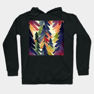 Christmas Tree Watercolor Geometric Design Hoodie